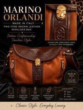 Marino Orlandi Two-Tone Genuine Leather Shoulder Bag – Made in Italy